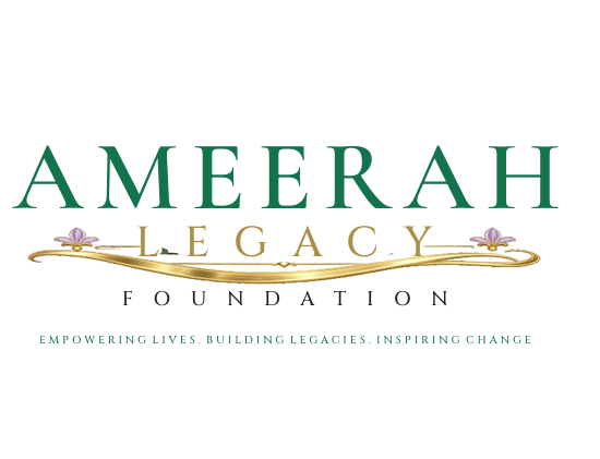 Ameerah Legacy Foundation team and children together, representing community support and education